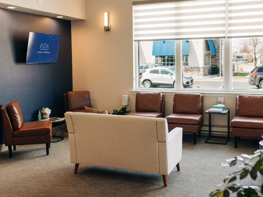 Modern dental waiting room in Sun Prairie, WI.